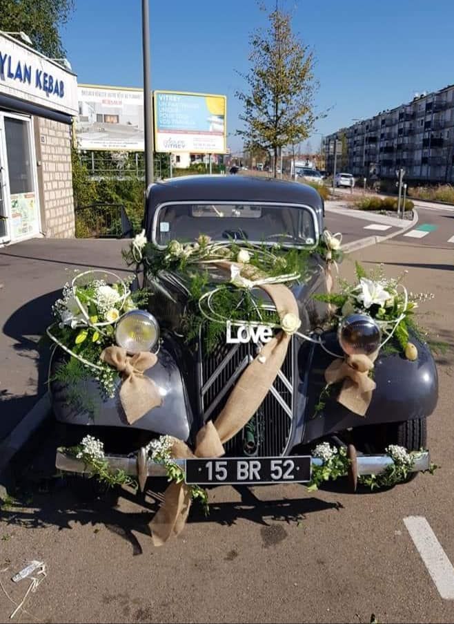 décoration de véhicules et de voitures pour mariages avec Vert.Tige Langres