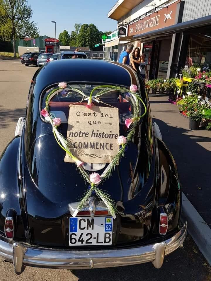 décoration de véhicules et de voitures pour mariages avec Vert.Tige Langres